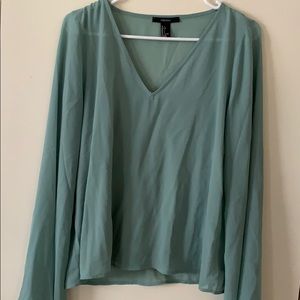 Forever 21 mint green long sleeve blouse size L